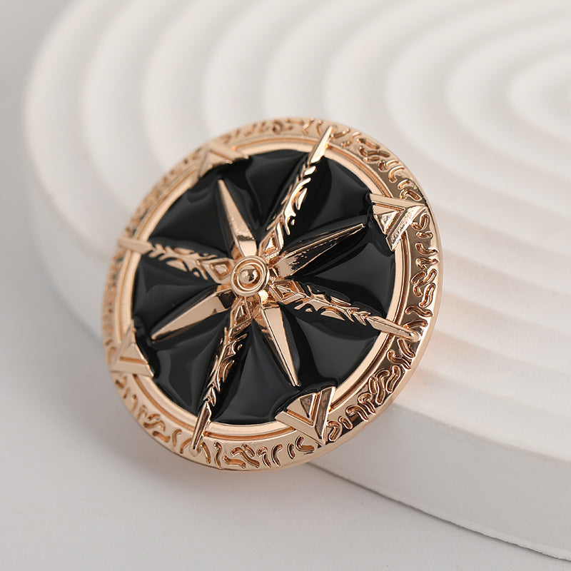 35mm Eight-Pointed Star Trendy Metal Brooch Men's Badge 2pcs - Lots of Buttons