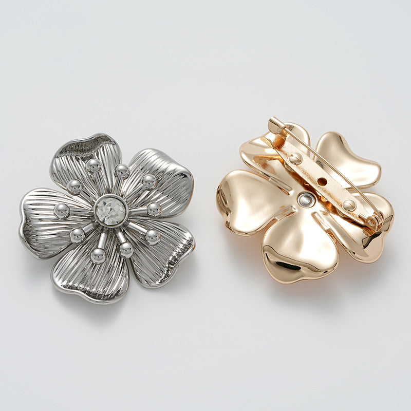 43mm Fashion Flower Rhinestone Metal Brooch for Coat Dress 2pcs - Lots of Buttons