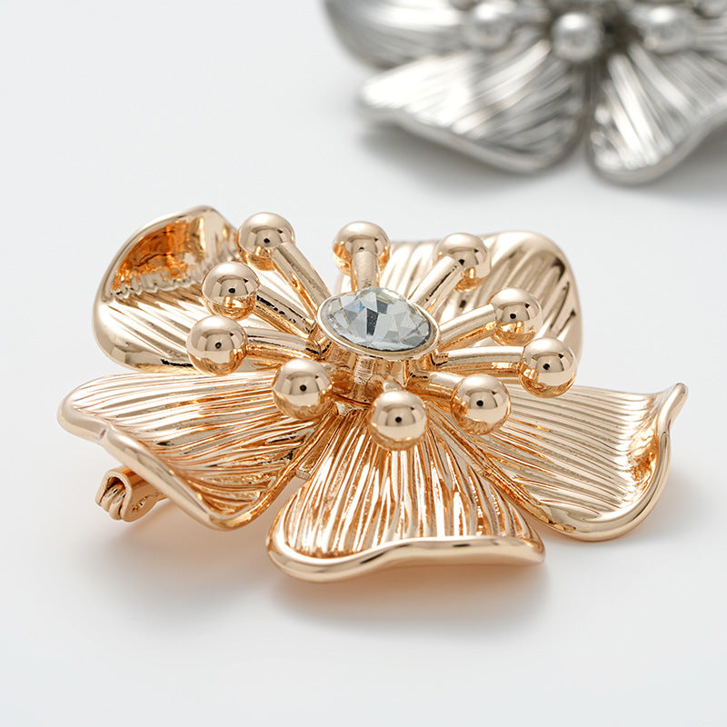 43mm Fashion Flower Rhinestone Metal Brooch for Coat Dress 2pcs - Lots of Buttons