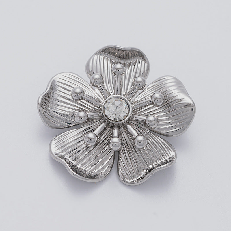 43mm Fashion Flower Rhinestone Metal Brooch for Coat Dress 2pcs - Lots of Buttons