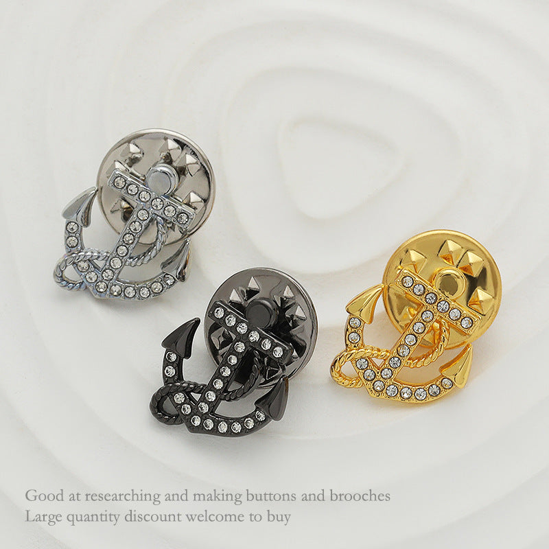 Anchor Diamond Alloy Decorative Badge Collar Pin Brooch 6 Pack - Lots of Buttons