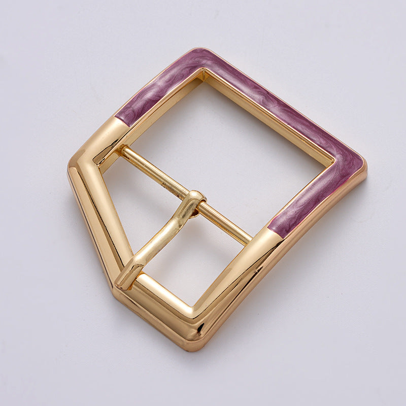 Purple Painted Metal Rectangular Waist Adjusting Pin Buckle 3pcs - Lots of Buttons