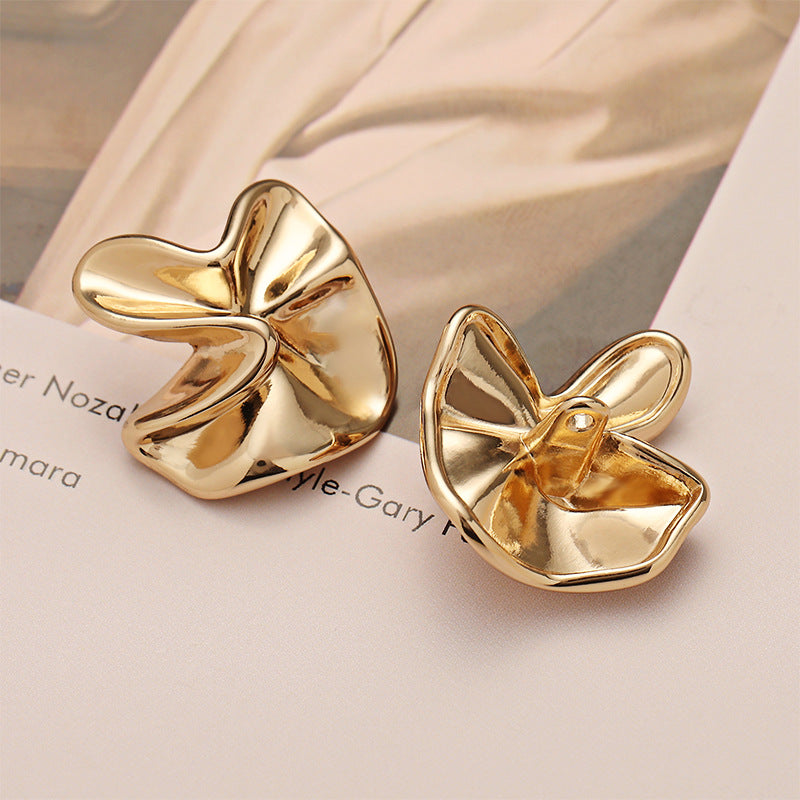 Light Luxury 3D Wrinkled Gold Zinc Alloy Metal Button with Shank 5pcs - Lots of Buttons
