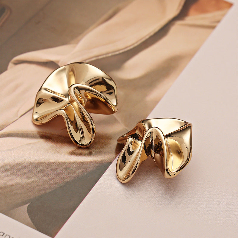 Light Luxury 3D Wrinkled Gold Zinc Alloy Metal Button with Shank 5pcs - Lots of Buttons
