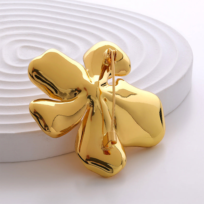 French Gold Chrome-Plated Pearl Flower Brooch Pin 2 Pack - Lots of Buttons