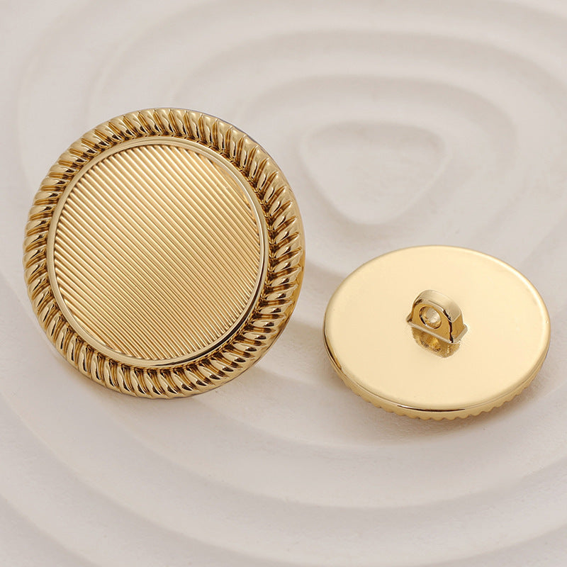 Classic and Simple Striped Gold Metal Button with Handle 10pcs - Lots of Buttons