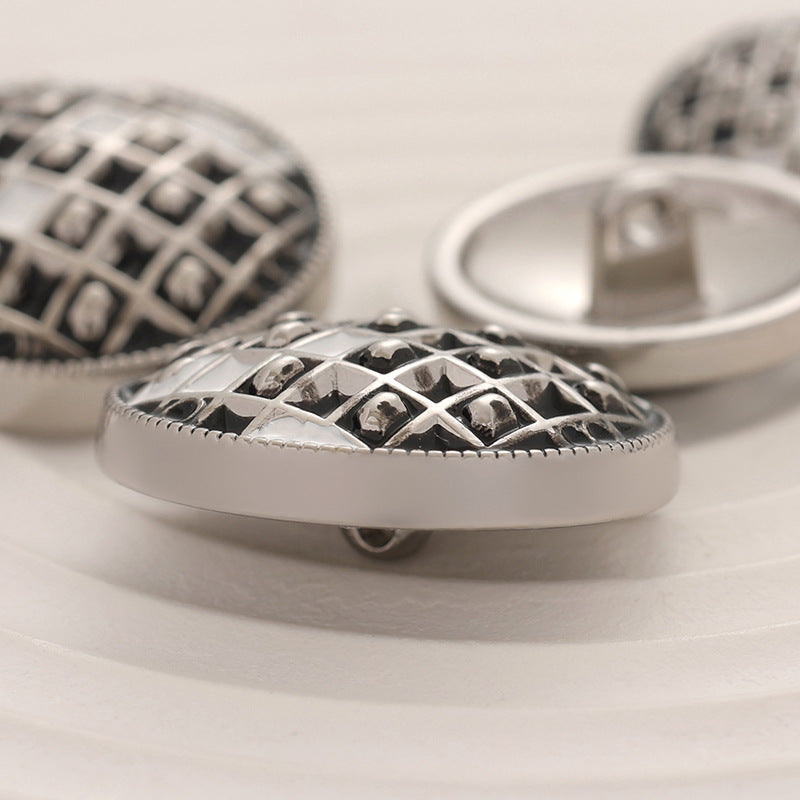 18-23mm Black and White Epoxy Checkerboard Metal Clothing Button 8pcs - Lots of Buttons