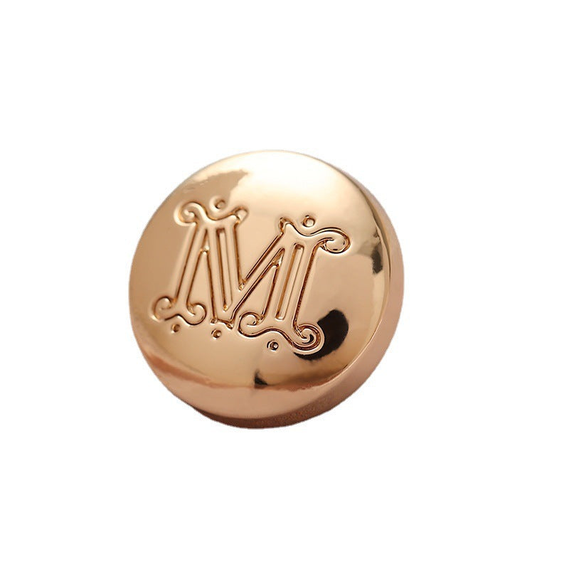 12mm M Letter Mushroom-Shaped Round Metal Sewing Button 10pcs - Lots of Buttons