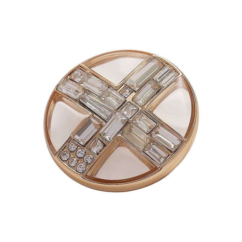Round Transparent Diamond Cross Metal Buttons 3pcs - Lots of Buttons