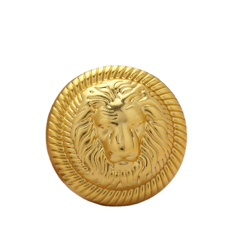 British College Style Lion Head Pattern Vintage Golden Metal Button 10pcs - Lots of Buttons