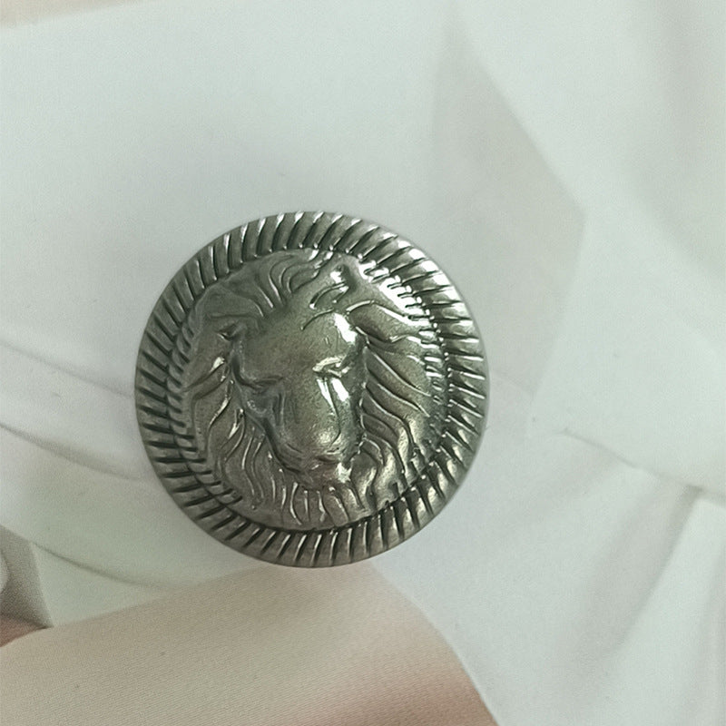 British College Style Lion Head Pattern Vintage Golden Metal Button 10pcs - Lots of Buttons