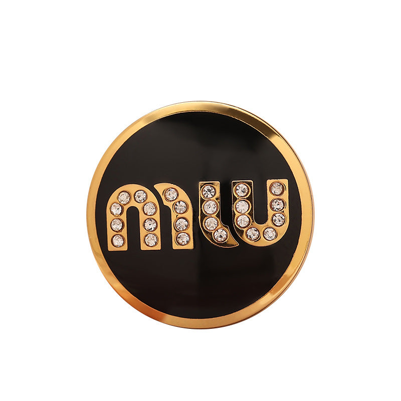 Round Metal Sewing Button MIU Diamonds Black White Pink Lacquer 3pcs - Lots of Buttons