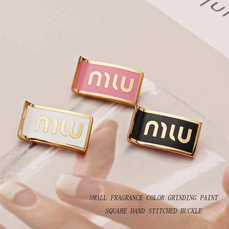 22-28mm MIU Rectangular Metal Sewing Decorative Button 2pcs