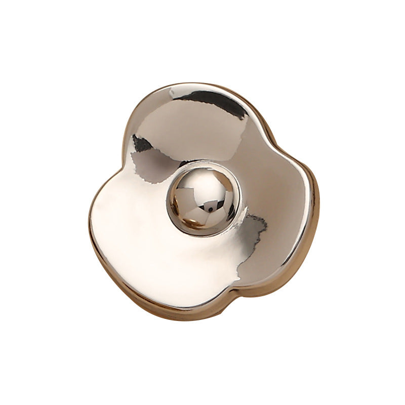 Clover-Shaped Gold and Silver Zinc Alloy Metal Button 6pcs - Lots of Buttons