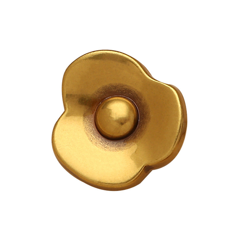 Clover-Shaped Gold and Silver Zinc Alloy Metal Button 6pcs - Lots of Buttons