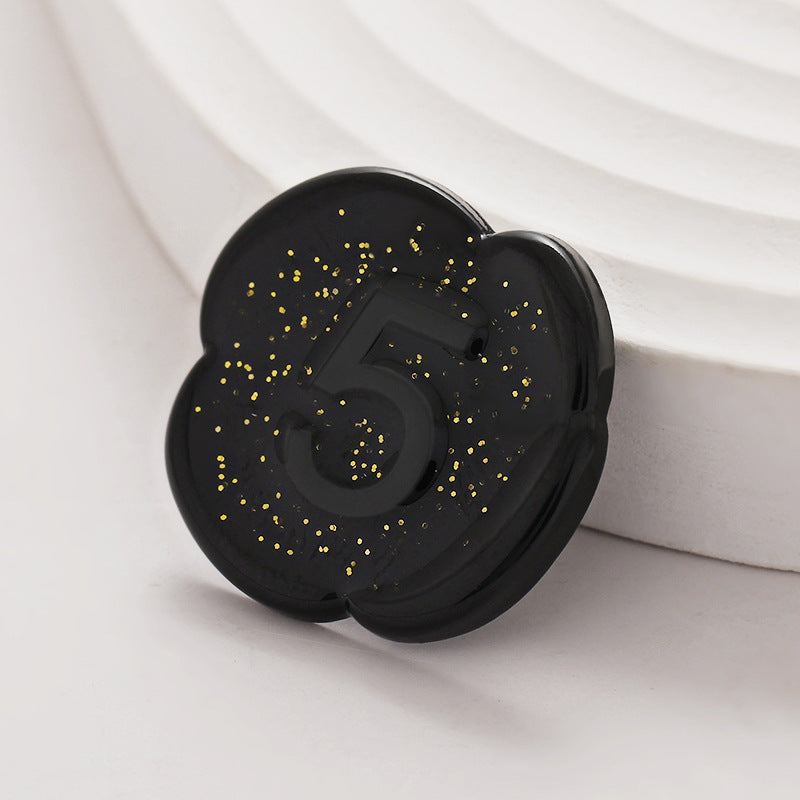 Number 5 Lacquer Pearlescent Floral Metal Hand-Sewn Button 10pcs - Lots of Buttons