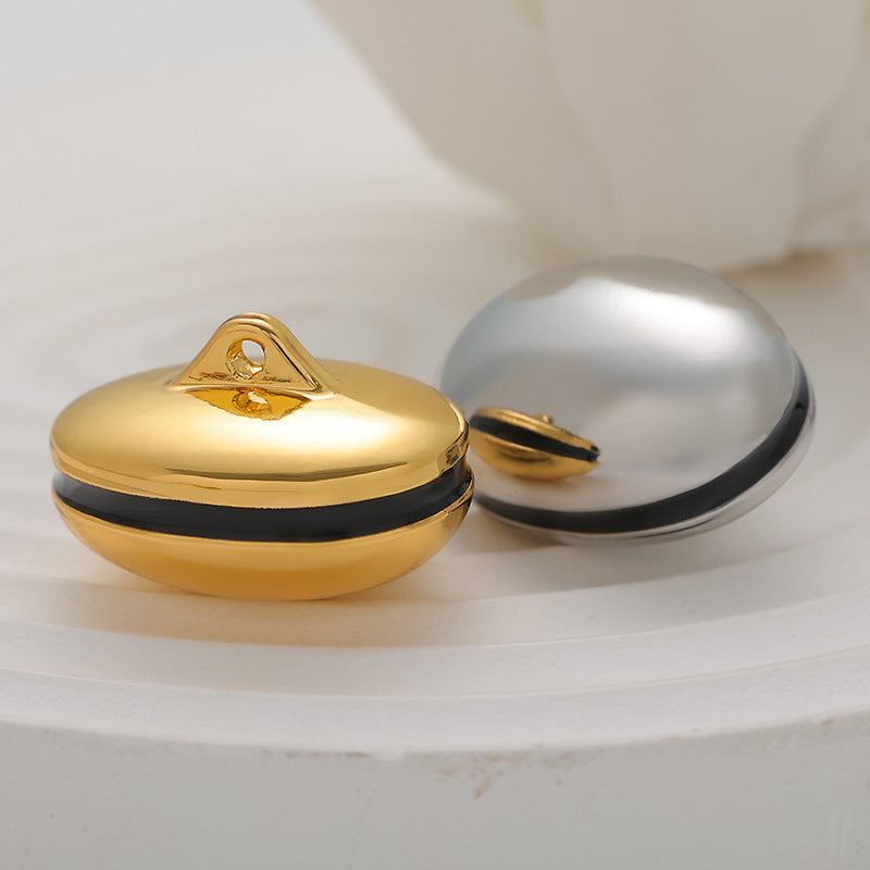 Hollow 3D Oval Egg-Shaped Metal Button 5pcs - Lots of Buttons