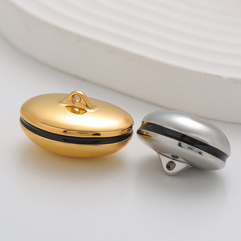 Hollow 3D Oval Egg-Shaped Metal Button 5pcs - Lots of Buttons