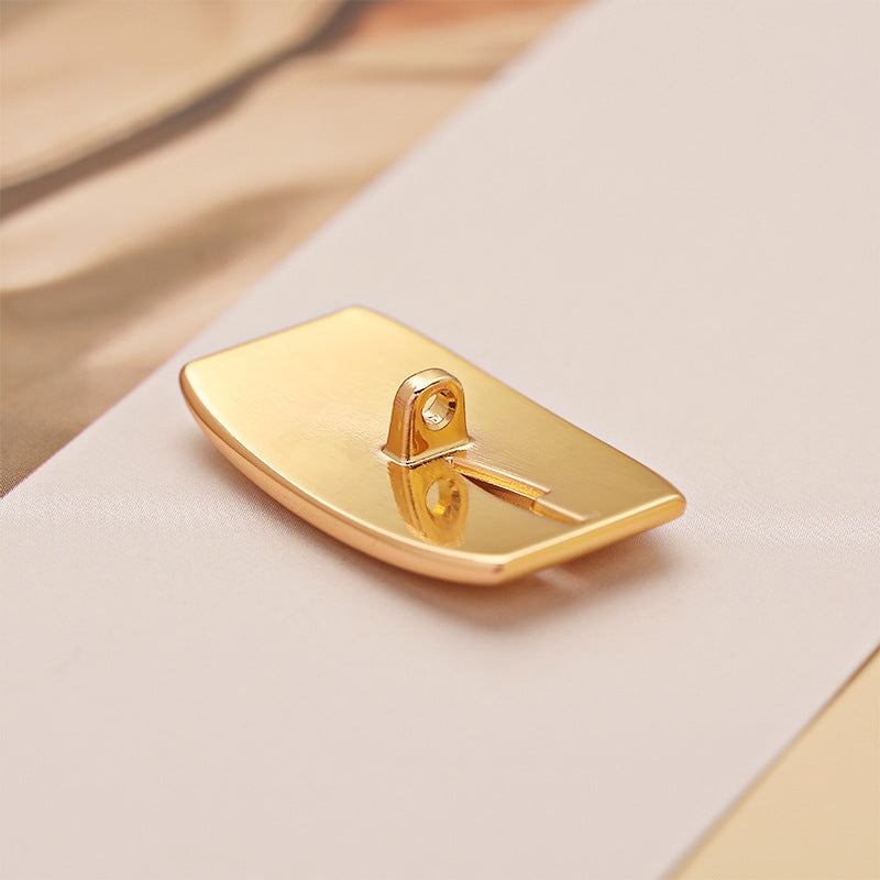 Mirror Gold Rectangular Alloy Metal Shank Coat Button 5pcs - Lots of Buttons