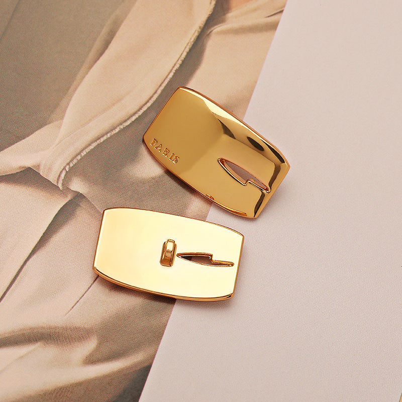 Mirror Gold Rectangular Alloy Metal Shank Coat Button 5pcs - Lots of Buttons