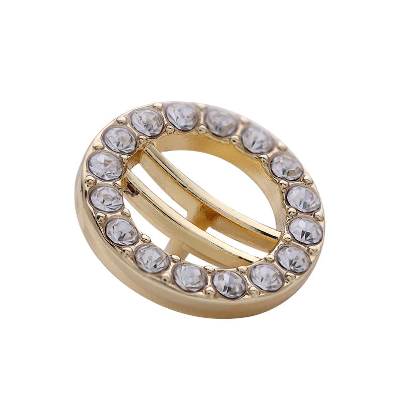 Hollow Circle Metal Button with Diamonds for Shirts Dresses 12pcs - Lots of Buttons