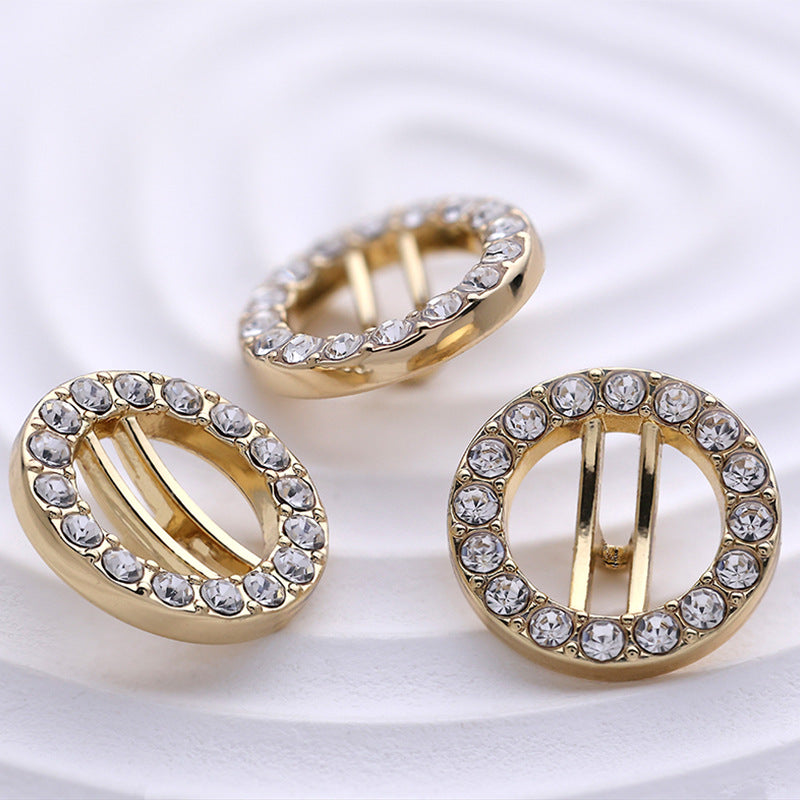 Hollow Circle Metal Button with Diamonds for Shirts Dresses 12pcs - Lots of Buttons