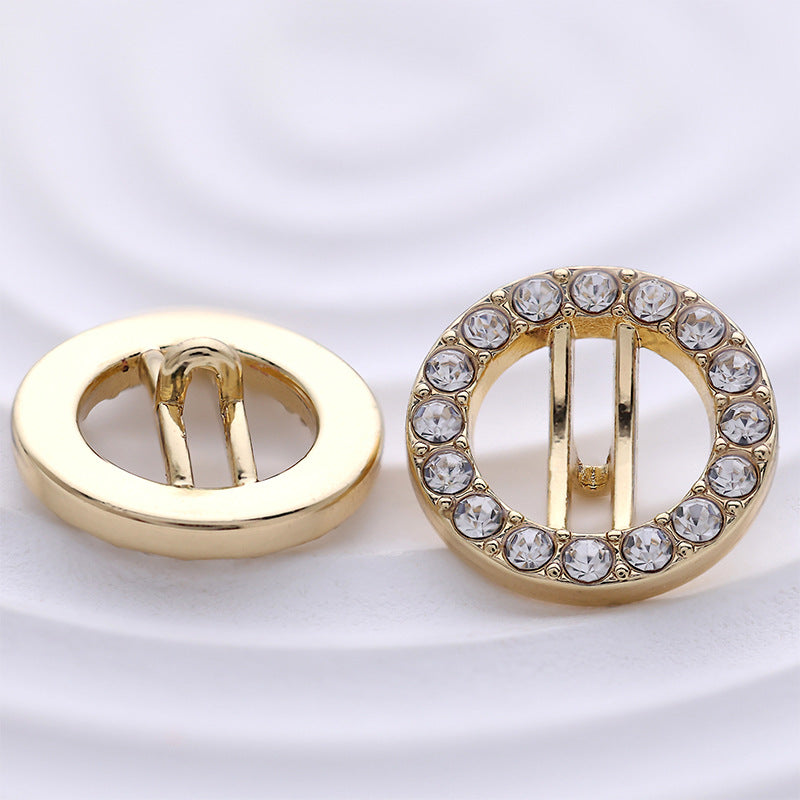 Hollow Circle Metal Button with Diamonds for Shirts Dresses 12pcs - Lots of Buttons