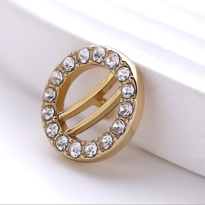 Hollow Circle Metal Button with Diamonds for Shirts Dresses 12pcs - Lots of Buttons