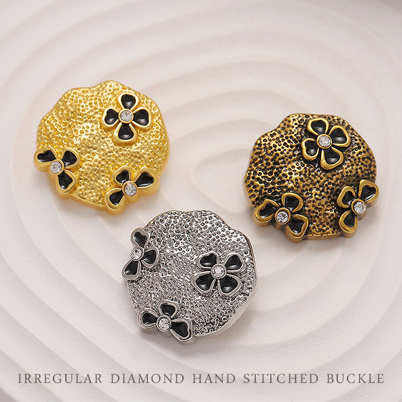 18-23mm Butterfly Ripple Diamonds Floral Metal Sewing Button 6pcs - Lots of Buttons