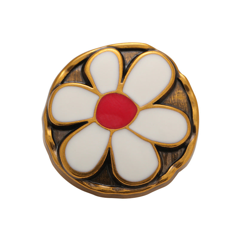 Black White Floral Vintage Metal Hand-Sewn Buttons 6 Color Pack - Lots of Buttons