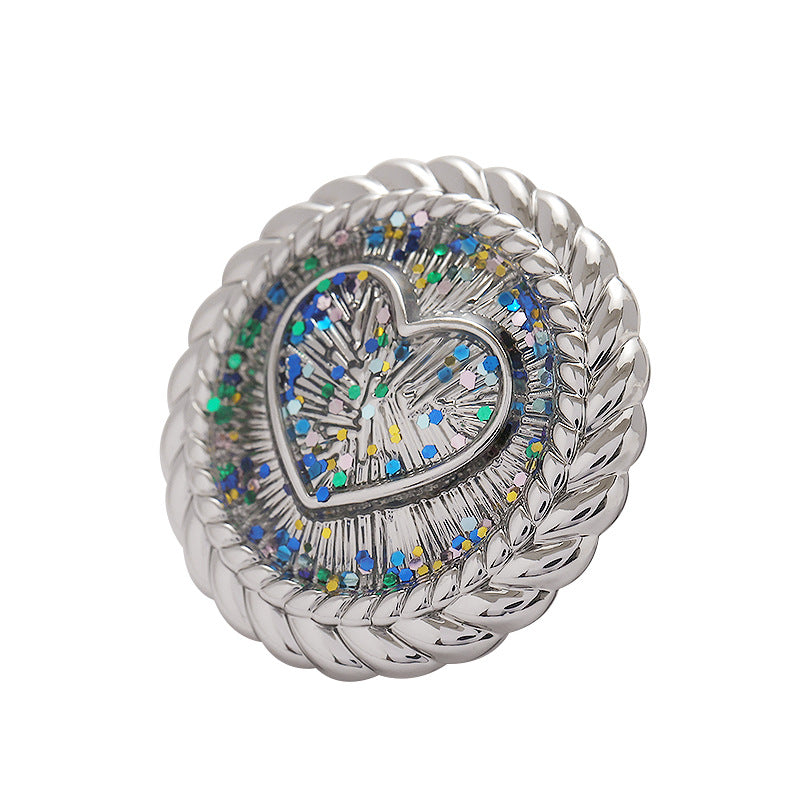 Love Heart Starry Color Metal Shank Button 6pcs - Lots of Buttons
