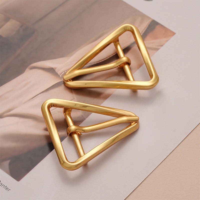 Golden Triangle Metal Pin Buckle for Belt Adjustment 2pcs - Lots of Buttons