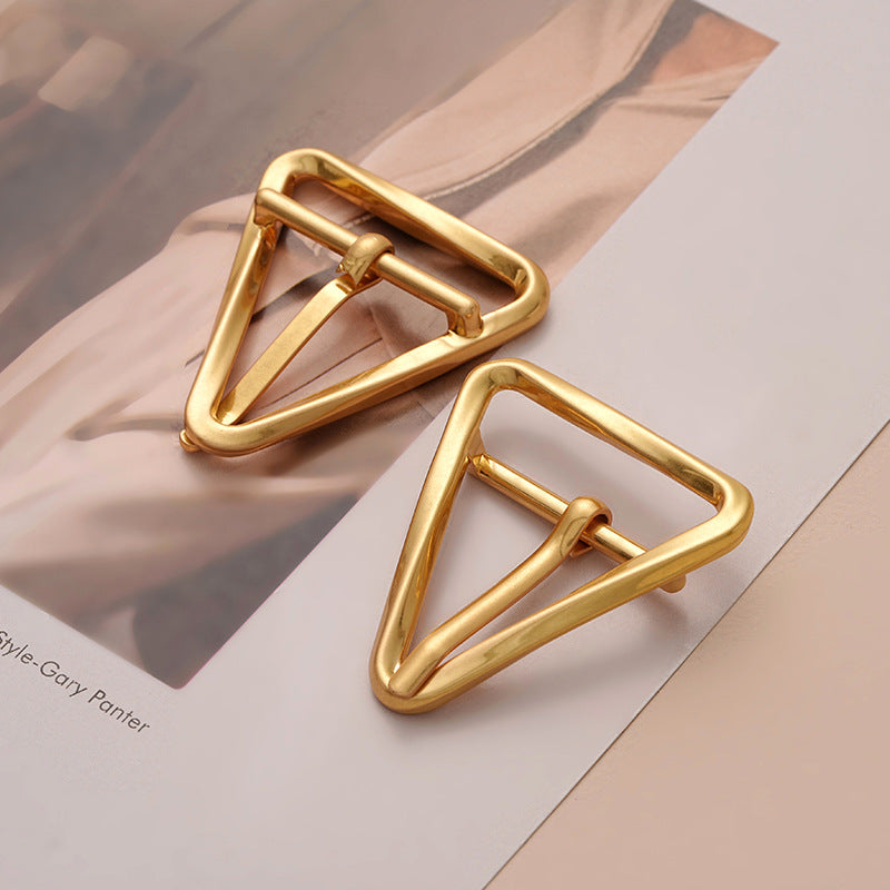 Golden Triangle Metal Pin Buckle for Belt Adjustment 2pcs - Lots of Buttons
