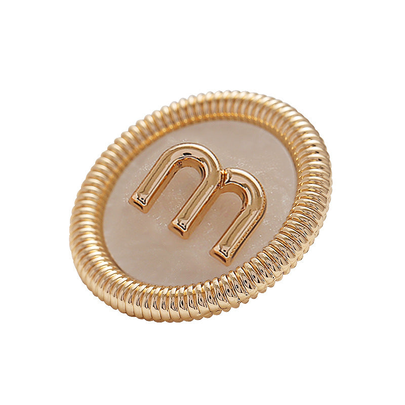 20mm Elegant Shell Inlaid  MRound Gold Metal Buttons 5pcs - Lots of Buttons