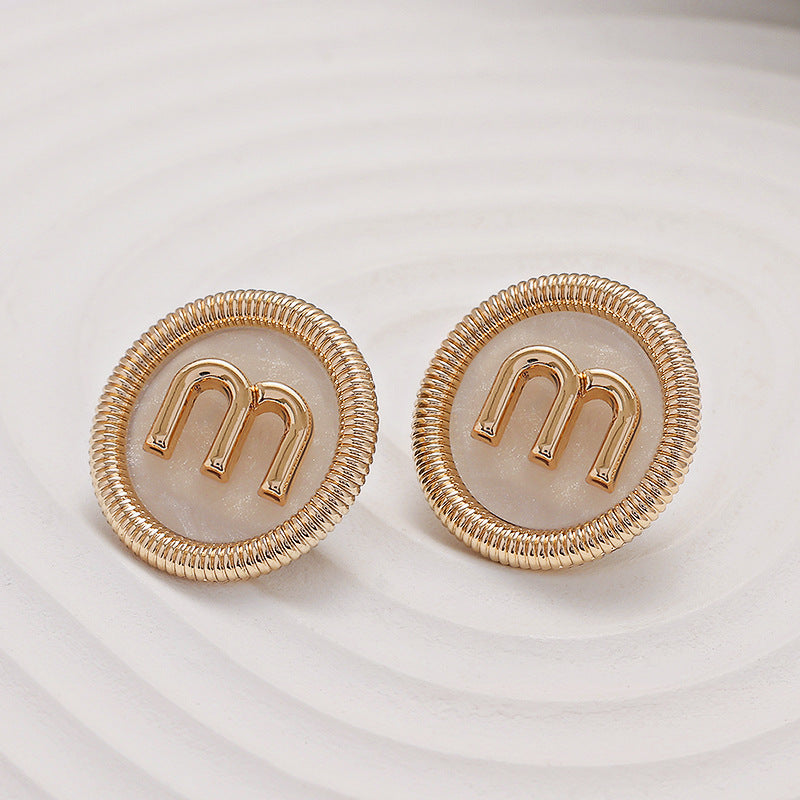 20mm Elegant Shell Inlaid  MRound Gold Metal Buttons 5pcs - Lots of Buttons