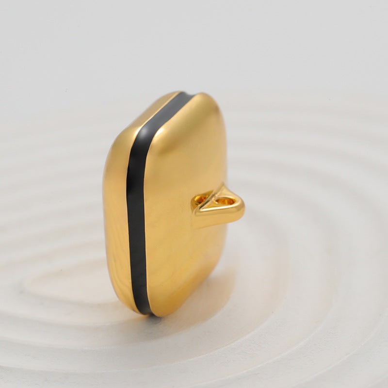 Glossy Hollow Dotted Lacquered 3D Square Metal Button 5pcs - Lots of Buttons
