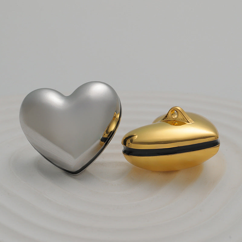 20-25mm Hollow 3D Heart-Shaped Alloy Button for Coat Jacket 5pcs - Lots of Buttons