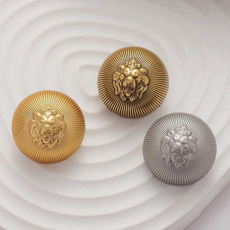 Lion Head Mushroom Vintage Metal Button with Handle 6 Pack - Lots of Buttons