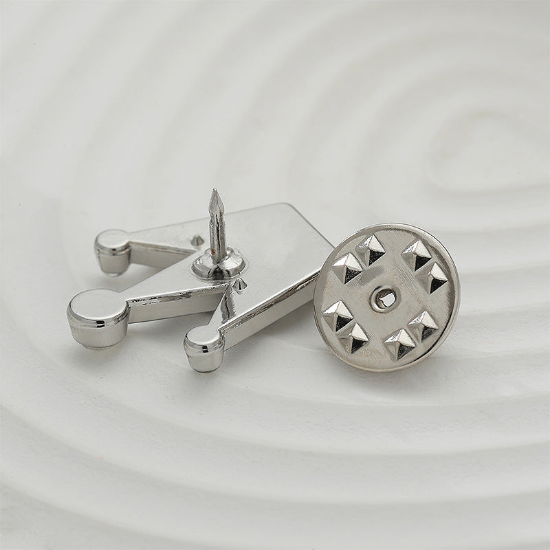 Silver Polygonal Diamond Metal Badge Brooch 3pcs - Lots of Buttons