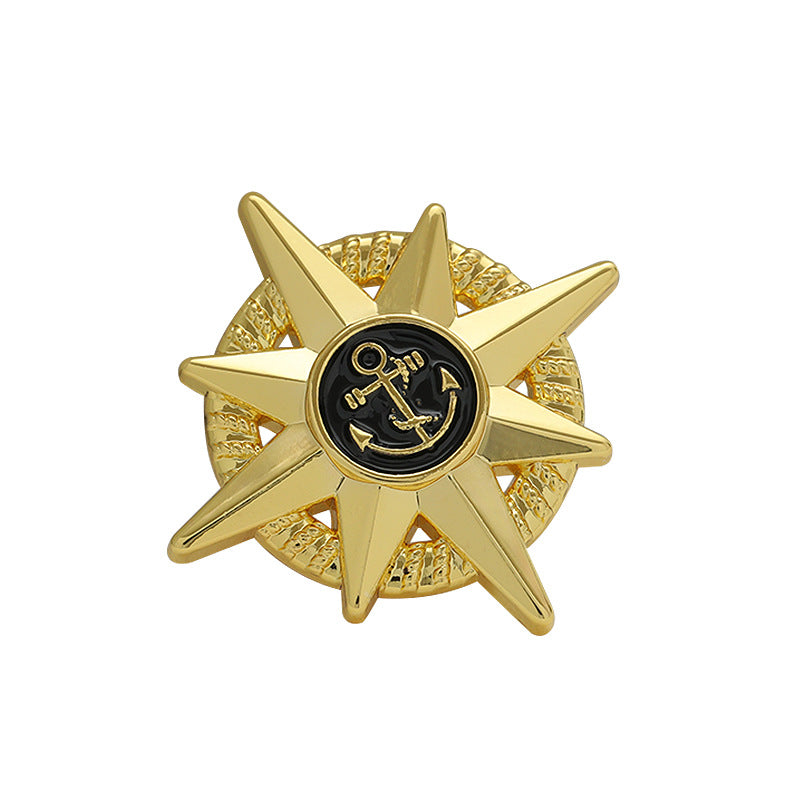 Anchor Epoxy Gold Silver Octagonal Star-Shaped Metal Brooch 2 Pack - Lots of Buttons