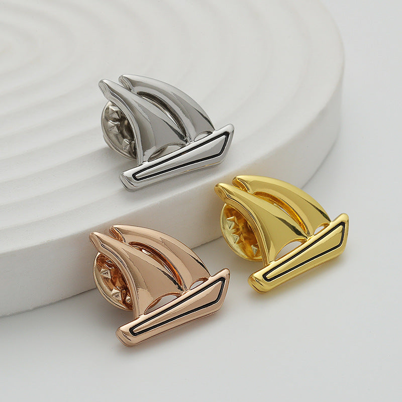 Rose Gold and Silver Luxury Metal Boat-Shaped Brooch Pin 3 Pack - Lots of Buttons