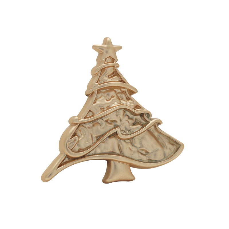 Silver Gold Christmas Tree Shaped Metal Pin Brooch 4pcs - Lots of Buttons
