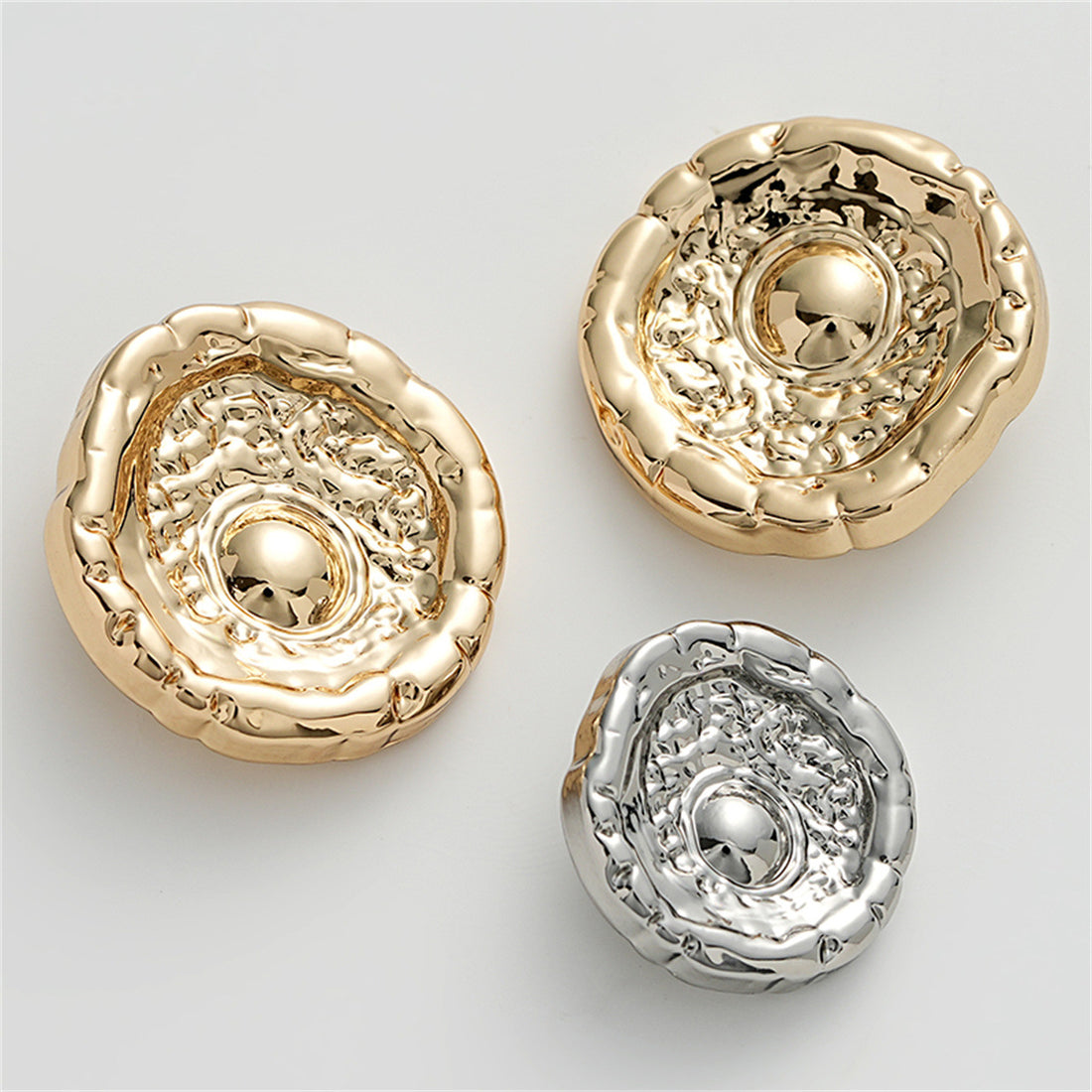 Retro and High-End Concave Irregular Metal Shank Button 5pcs - Lots of Buttons