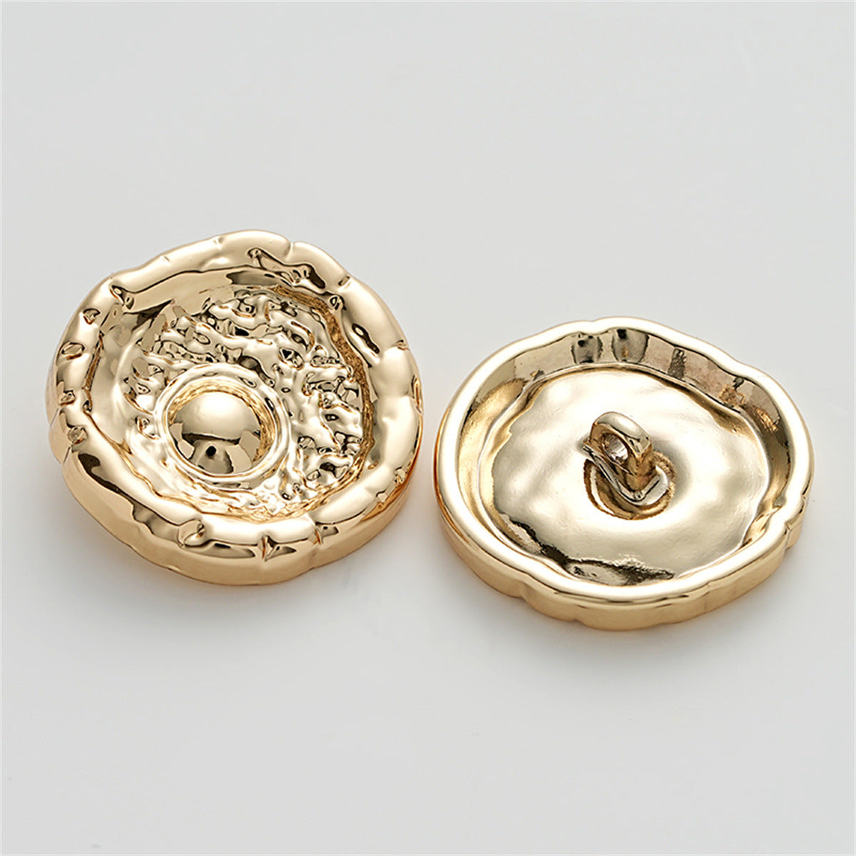 Retro and High-End Concave Irregular Metal Shank Button 5pcs - Lots of Buttons