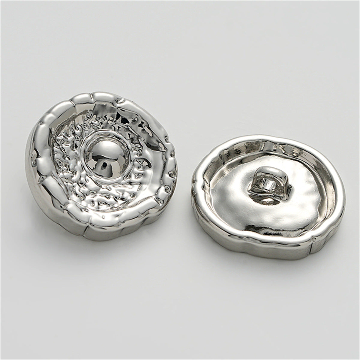 Retro and High-End Concave Irregular Metal Shank Button 5pcs - Lots of Buttons