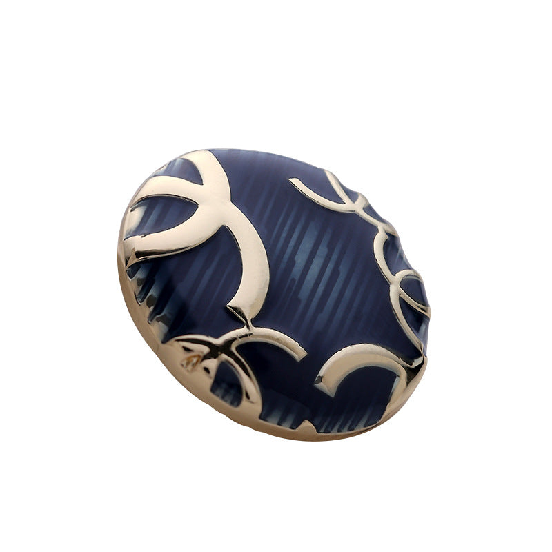 Round Sea Blue Branched Pattern Fashion Metal Coat Button 5pcs - Lots of Buttons