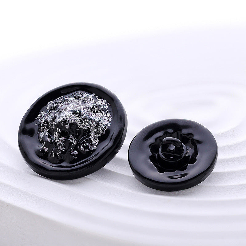 British Lion Head Ink Color Glacier Metal Blouse Button 5pcs - Lots of Buttons
