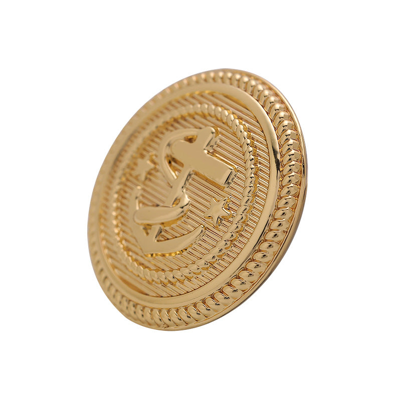 Golden Anchor Pattern Fashion Metal Round Button 10pcs - Lots of Buttons