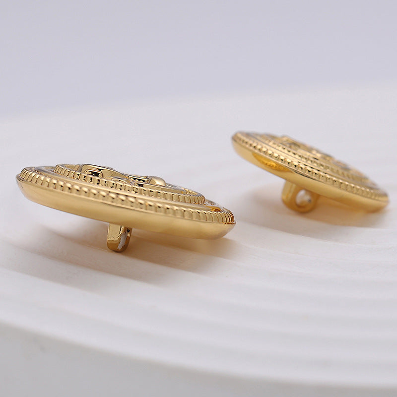 Golden Anchor Pattern Fashion Metal Round Button 10pcs - Lots of Buttons
