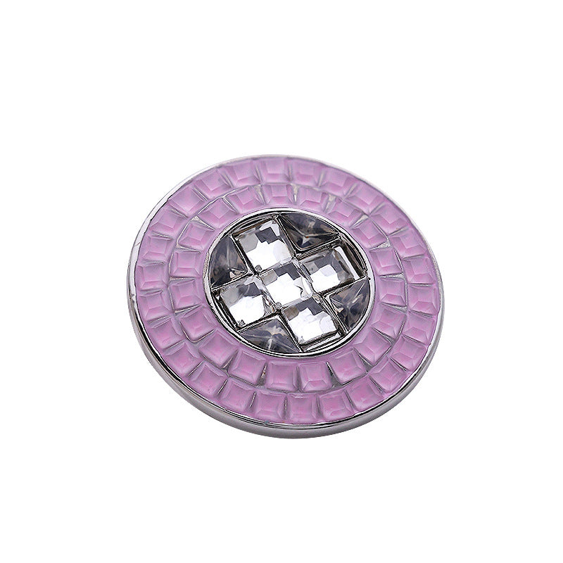 18-22mm White Pink Small Checkered Full Diamond Metal Button 4pcs - Lots of Buttons